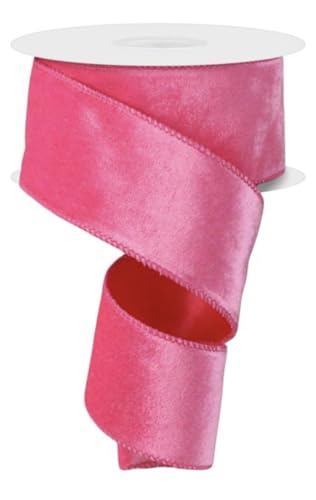 Doppelseitiges Samtband aus Samt und Satin, doppelseitig, mit Draht, für Weihnachten und alltägliche Bastelarbeiten, Kränze, Schleifen und Dekorationen (Hot Pink, 6,3 cm x 9,1 m) von RG Ribbon