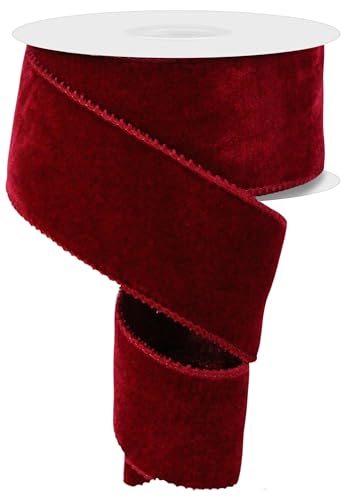 Doppelseitiges Samtband aus Samt und Satin, doppelseitig, mit Draht, für Weihnachten und den täglichen Gebrauch, Kränze, Schleifen und Dekorationen (Cranberry-Rot, 6,3 cm x 9,1 m) von RG Ribbon