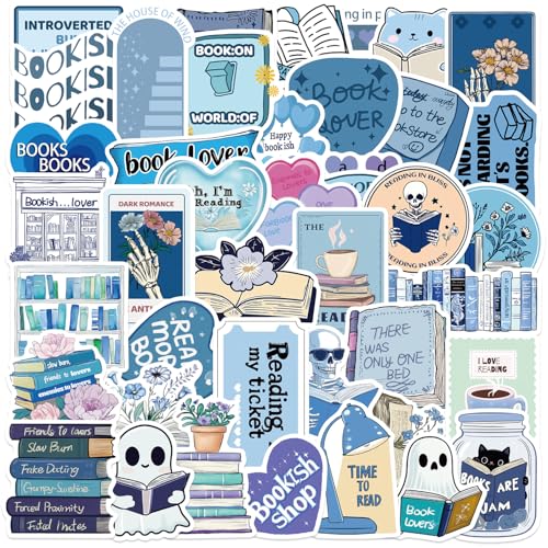 RGBEE Bookish Sticker 50 Stücke, Wasserfeste Graffiti Aufkleber für Laptop Kindle Planer Scrapbook Journal Koffer Helm Motorrad Skateboard Auto Fahrrad Computer, Aesthetic Lesen Sticker von RGBEE