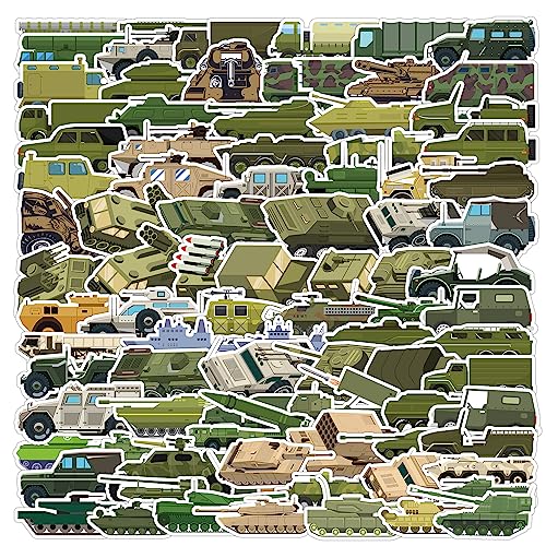 RGBEE Panzer Sticker Set 100 Stücke, Militärische Fahrzeuge Aufkleber für Laptop Motorrad Fahrrad Skateboard Koffer Scrapbook Helm, Wasserfeste Cool Sticker für Kinder Erwachsene von RGBEE