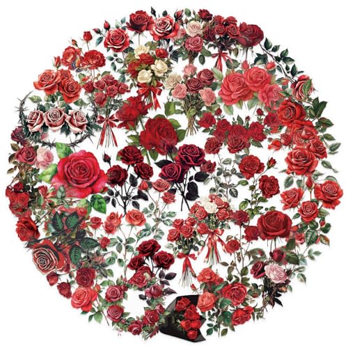 RGBEE Vintage Rote Rose Sticker 50 Stücke, Aesthetic Blumen Aufkleber für Scrapbook Journal Laptop Kindle Planer Koffer Helm Motorrad Skateboard Auto Fahrrad, Wasserfeste Transparente PET Decals RGBEE Vintage Rote Rose Sticker 50 Stücke, Aesthetic Blumen Aufkleber für Scrapbook Journal Laptop Kindle Planer Koffer Helm Motorrad Skateboard Auto Fahrrad, Wasserfeste Transparente PET Decals von RGBEE