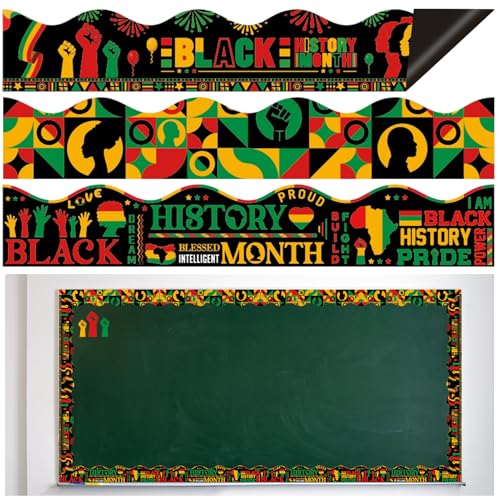 24 Stück magnetische schwarze Pinnwand-Bordüren, Kente-Stoff, afrikanische amerikanische Pinnwandverkleidung für Klassenzimmer, Whiteboard, Kreidetafel, Party-Dekoration (nur Rand) von RGQSUN