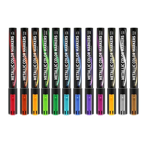 RGYBAO 12 Stück Metallic Marker Stift Lackstift Metallic Stift Metallic Marker Pinselstift für Scrapbook, Kartenherstellung Handwerk Malerei von RGYBAO