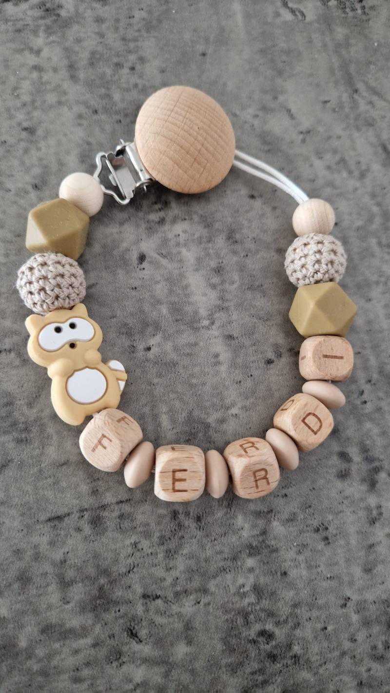 Personalisierte Schnullerkette| Aus Silikon Und Holz|Bpa Frei|Schadstofffrei| Aus Echtem Holz |Baby Geschenk| Geburt| Werdende Eltern|Beige von RGdesignn