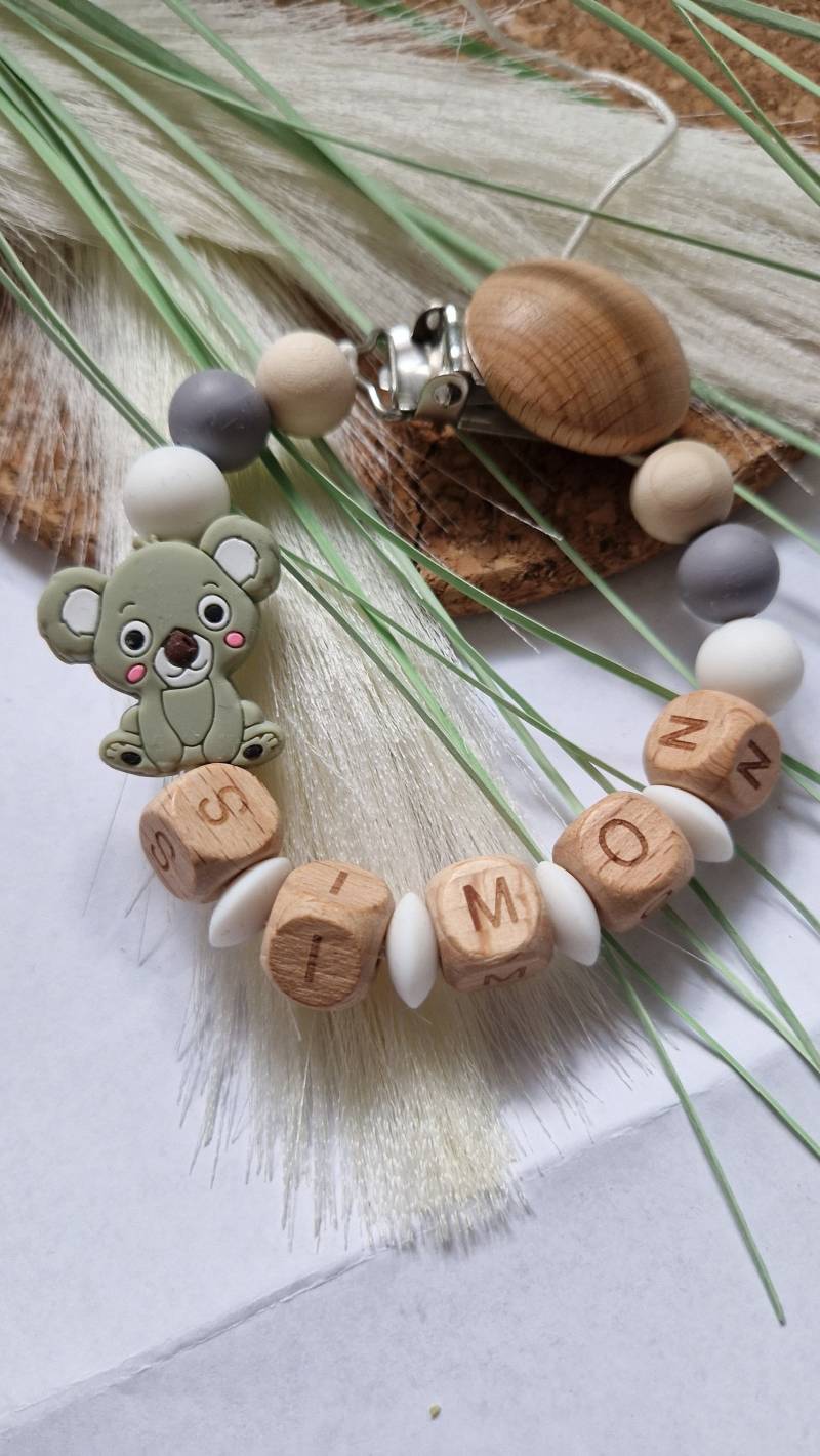 Personalisierte Schnullerkette|Koala Motiv|Aus Silikon Und Holz|Für Junge Oder Mädchen|Geschenk Für Werdende Eltern|Baby Geschenk Idee|Liebe von RGdesignn