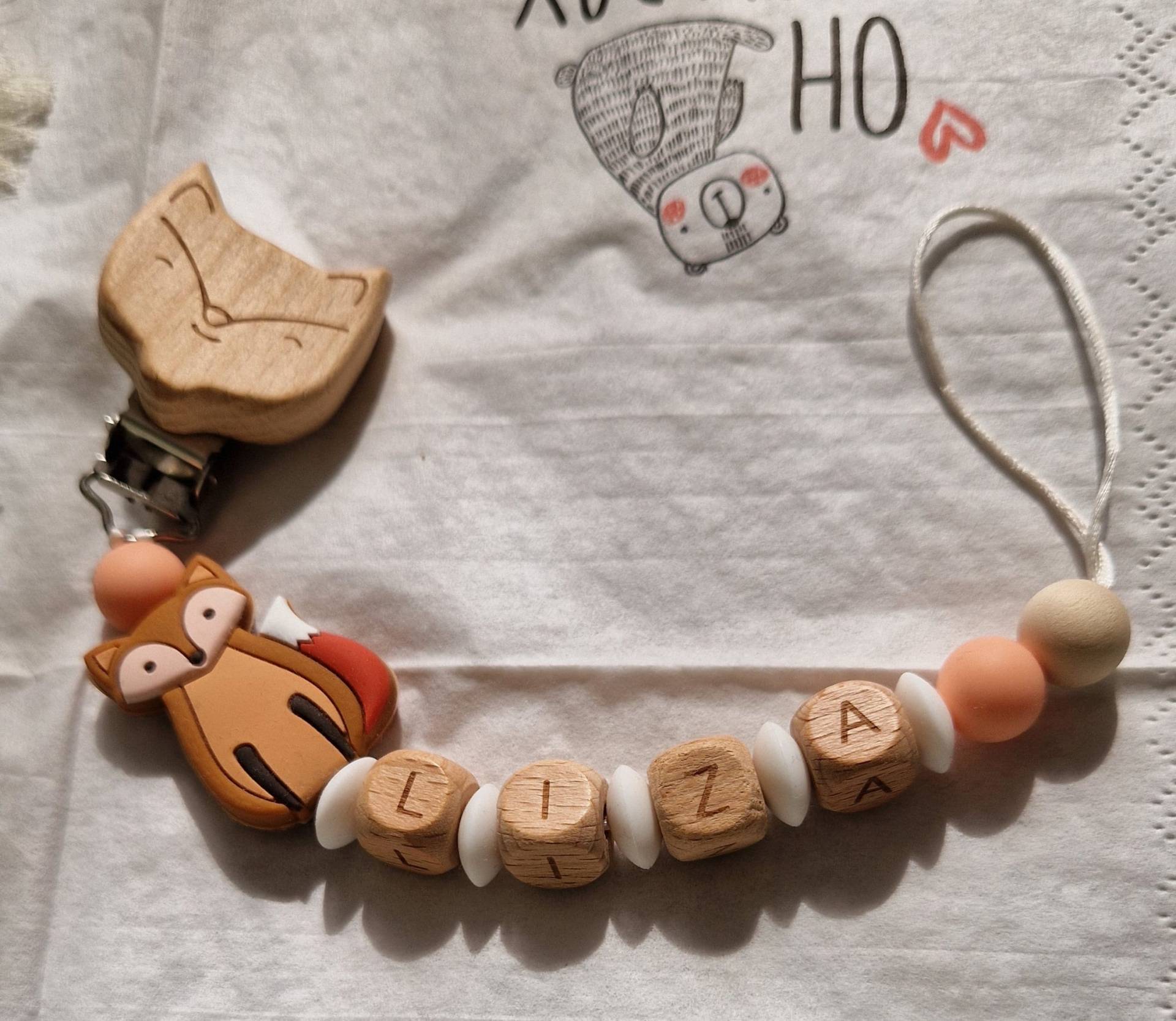 Personalisierte Schnullerkette Mit Fuchs Motiv| Für Junge Oder Mädchen|Geschenk Werdende Eltern|Baby Geschenk|Geburt|Taufe|Familie von RGdesignn