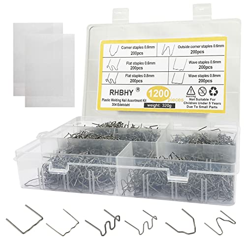 Kunststoff Schweißgerät Edelstahl Hot Staples Welder Staple 1200 Stk heiße Heftklammern 0.8mm 0.6mm Schweißstäbe Klammern Stossstangen Reparaturset für Autostoßstange Rissreparatur von RHBHY