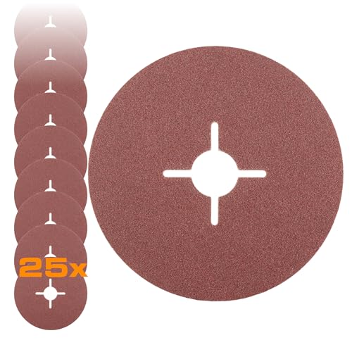 RHODIUS KFS | 25 Stück Ø 125 mm K120 Fiberscheiben | für Winkelschleifer | Schleifscheibe Metall | Fiberschleifscheibe, Schleifblatt RHODIUS KFS | 25 Stück Ø 125 mm K120 Fiberscheiben | für Winkelschleifer | Schleifscheibe Metall | Fiberschleifscheibe, Schleifblatt von RHODIUS