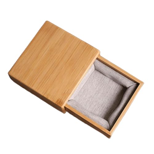 Schmuck Display Bambus Holz Schmuckschatulle Kleine Schublade Tragbare Schmuck Organizer Box Quadrat Einfache Jade Armband Schmuckkiste ring armband aufbewahrungsbox ( Color : With lining small ) von RHXWFDG