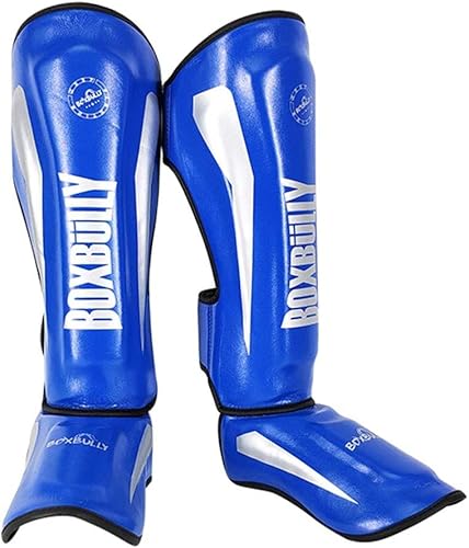 Schienbeinschoner für Muay Thai Schienbeinschutz MMA Kick Schienbeinschoner Boxen Muay Thai Leggings Schützende Boxfußpolster, Muay Thai Kickboxen Maga, UFC, Sparring, Karate, Kampfsport-Blue||L von RHYDNO