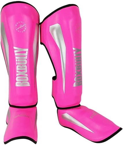 Schienbeinschoner für Muay Thai Schienbeinschutz MMA Kick Schienbeinschoner Boxen Muay Thai Leggings Schützende Boxfußpolster, Muay Thai Kickboxen Maga, UFC, Sparring, Karate, Kampfsport-Pink||L von RHYDNO