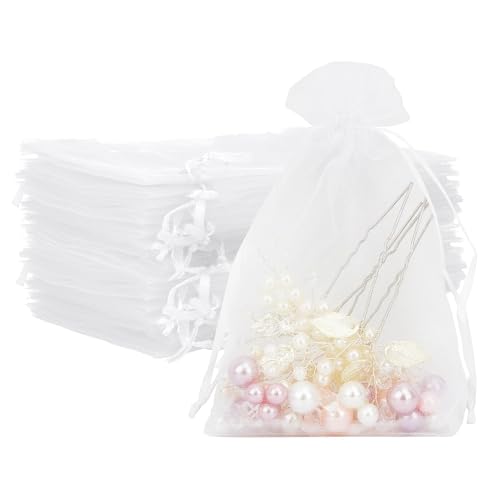 100 Stück Organzasäckchen, 7x9 cm Schmuckbeutel aus Organza für Hochzeit, Geschenke und Bonbons, Organzabeutel Kleine Säckchen Organza Säckchen Beutel, Hochzeitsbevorzugung Geschenktüten mit Kordelzug von RHZXD