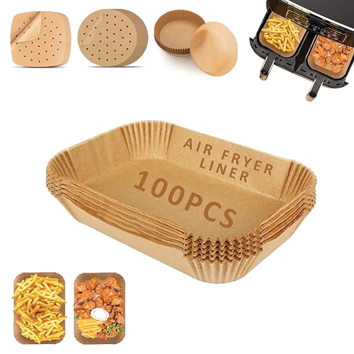 100 Stück Ninja Air Fryer Liner Airfryer Liner Rechteckige Luftfritteuse Papier Liner Runde Einweg-Luftfritteuse Liner Rechteck Ninja Pergamentpapier Luftfritteuse Backpapier Luftfritteuse von RIAMU