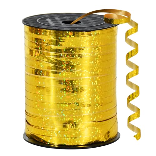 RIBBOOO 1/5 Zoll 500 Yards Gold Curling Band, glänzendes Band für Handwerk, Ballon Schnur, Geschenkverpackung, Halloween Weihnachtsfeier Dekor von RIBBOOO