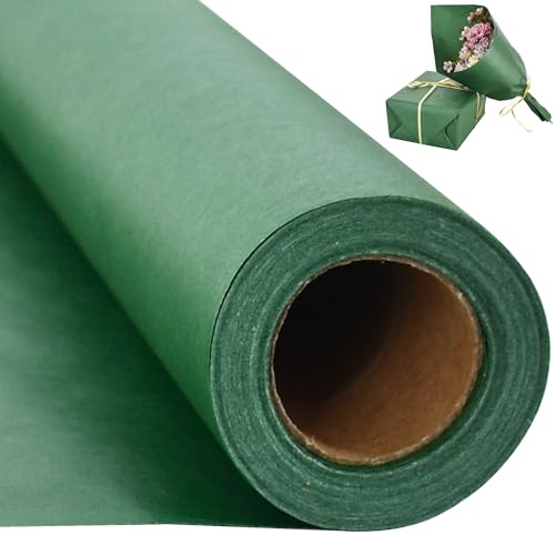 RIBBOOO 15 Inch X 32ft Christmas Green Wrapping Papper, Kraft Wrapping Paper for Gift Wrapping Flower Bouquet Packing Birthday Christmas Mother's Day Wedding Valentine's Day Decor von RIBBOOO