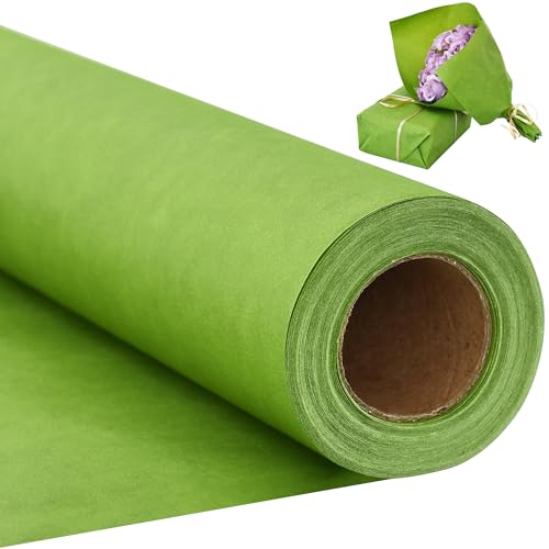 RIBBOOO 15 Inch X 32ft Green Wrapping Papper, Kraft Wrapping Paper for Gift Wrapping Flower Bouquet Packing Birthday Christmas Mother's Day Wedding Valentine's Day Decor von RIBBOOO