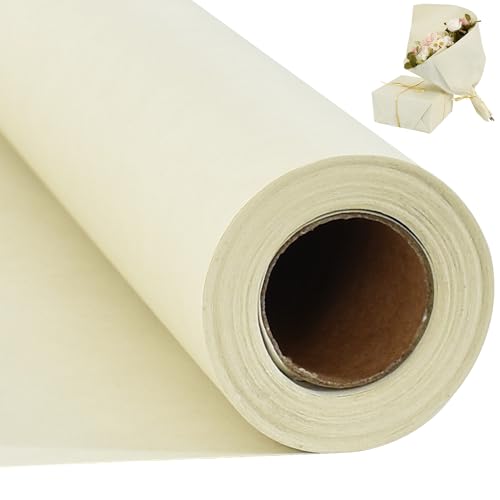 RIBBOOO 15 Inch X 32ft Khaki Wrapping Papper, Kraft Wrapping Paper for Gift Wrapping Flower Bouquet Packing Birthday Christmas Mother's Day Wedding Valentine's Day Decor von RIBBOOO