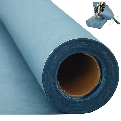 RIBBOOO 15 Inch X 32ft Lake Blue Wrapping Papper, Kraft Wrapping Paper for Gift Wrapping Flower Bouquet Packing Birthday Christmas Mother's Day Wedding Valentine's Day Decor von RIBBOOO