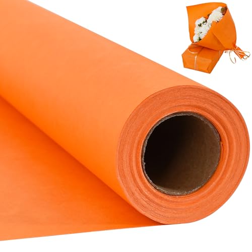 RIBBOOO 15 Inch X 32ft Orange Wrapping Papper, Kraft Wrapping Paper for Gift Wrapping Flower Bouquet Packing Birthday Christmas Mother's Day Wedding Valentine's Day Decor von RIBBOOO