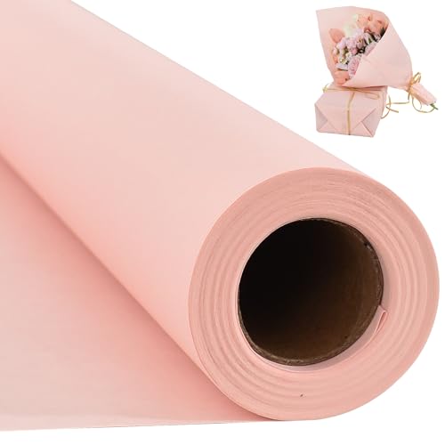 RIBBOOO 15 Inch X 32ft Peach Pink Wrapping Papper, Kraft Wrapping Paper for Gift Wrapping Flower Bouquet Packing Birthday Christmas Mother's Day Wedding Valentine's Day Decor von RIBBOOO