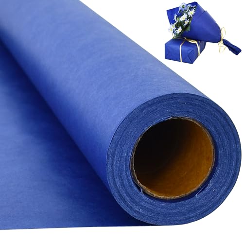 RIBBOOO 15 Inch X 32ft Royal Blue Wrapping Papper, Kraft Wrapping Paper for Gift Wrapping Flower Bouquet Packing Birthday Christmas Mother's Day Wedding Valentine's Day Decor von RIBBOOO