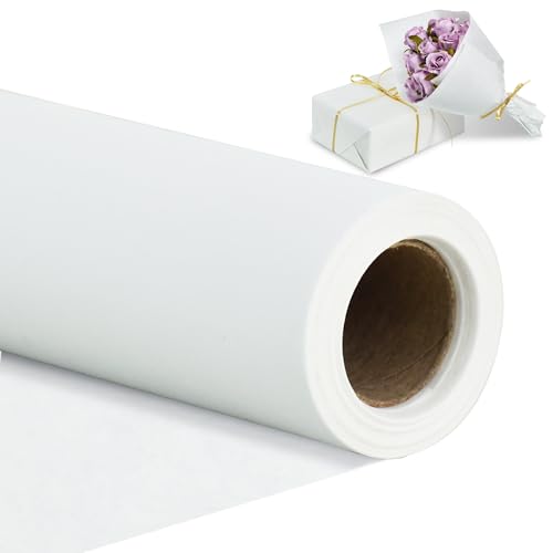 RIBBOOO 15 Inch X 32ft White Wrapping Papper, Kraft Wrapping Paper for Gift Wrapping Flower Bouquet Packing Birthday Christmas Mother's Day Wedding Valentine's Day Decor von RIBBOOO