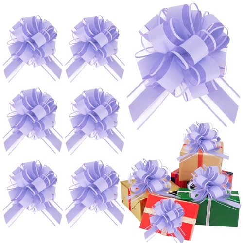 RIBBOOO 6 x große Schleifenbänder, 17,8 cm, violett, große Blume, Schleifen, für Geschenkverpackungen, Bastelarbeiten, Hochzeit, Valentinstag, Party-Dekoration von RIBBOOO