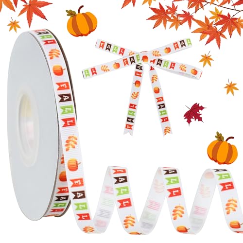 RIBBOOO Ripsband für Thanksgiving, Herbst, 0,9 cm, 22,7 m, dekoratives Band für Handwerk, Kranzschleife, Geschenkverpackung, Party-Dekoration von RIBBOOO