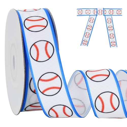 RIBBOOO Sportband, 2,2 cm, 9,1 m, Softball-, Baseball-, Juteband, Ripsband für Teamkranz, Schleifen, Geschenkverpackungen, Sportveranstaltungen, Themenparty-Dekoration von RIBBOOO