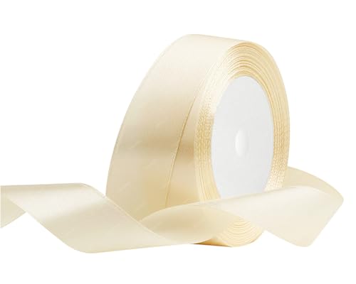 Beige Satinband 25mm x 22 Meters Stoffbänder für Geschenkverpackungen, Blumensträuße, Kunsthandwerk und Hochzeitsdekoration von RIBONIES