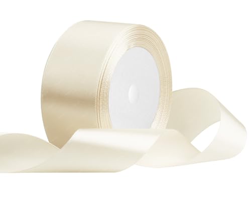 Beige Satinband 40mm x 22 Meters Stoffbänder für Geschenkverpackungen, Blumensträuße, Kunsthandwerk und Hochzeitsdekoration von RIBONIES