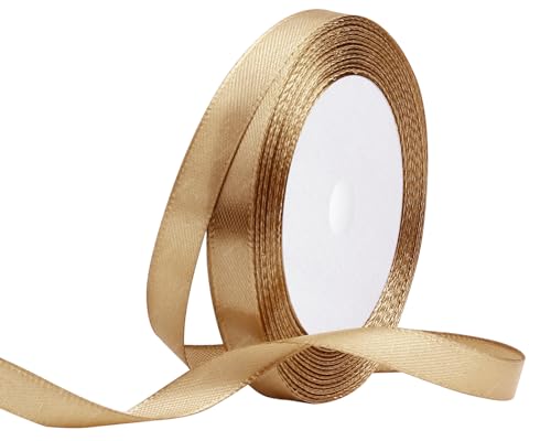 Champagner Gold Satinband 10mm x 22 Meters Stoffbänder für Geschenkverpackungen, Blumensträuße, Kunsthandwerk und Hochzeitsdekoration von RIBONIES