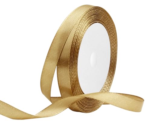 Champagner Gold Satinband 10mm x 22 Meters Stoffbänder für Geschenkverpackungen, Blumensträuße, Kunsthandwerk und Hochzeitsdekoration von RIBONIES