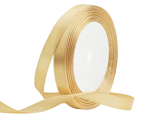 Gold Satinband 10mm x 22 Meters Stoffbänder für Geschenkverpackungen, Blumensträuße, Kunsthandwerk und Hochzeitsdekoration von RIBONIES