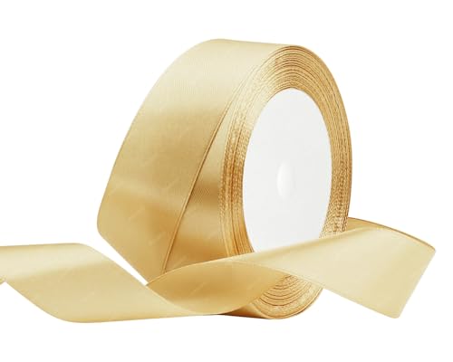 Gold Satinband 25mm x 22 Meters Stoffbänder für Geschenkverpackungen, Blumensträuße, Kunsthandwerk und Hochzeitsdekoration von RIBONIES