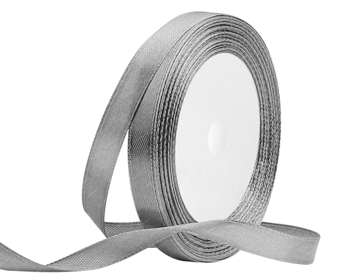 Grau Satinband 10mm x 22 Meters Stoffbänder für Geschenkverpackungen, Blumensträuße, Kunsthandwerk und Hochzeitsdekoration von RIBONIES