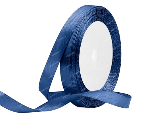 Marineblaues Satinband, 1,9 cm x 22,7 m, Stoffbänder für Geschenkverpackungen, Blumenstrauß, Basteln und Hochzeitsfeier-Dekoration von RIBONIES