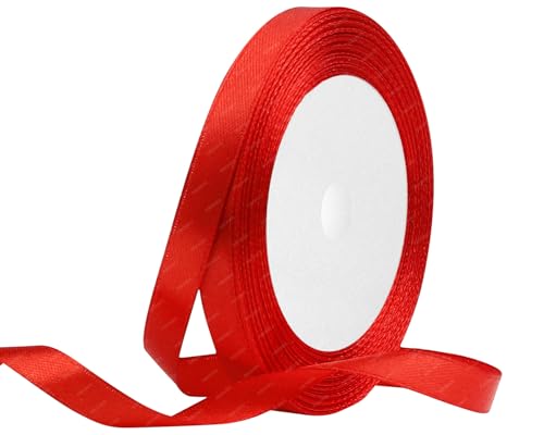 Rot Satinband 10mm x 22 Meters Stoffbänder für Geschenkverpackungen, Blumensträuße, Kunsthandwerk und Hochzeitsdekoration von RIBONIES