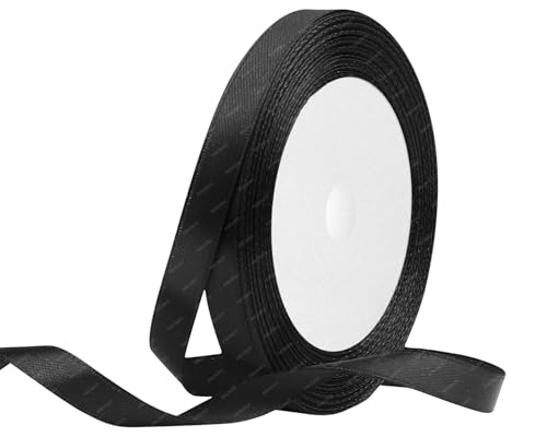 Schwarz Satinband 10mm x 22 Meters Stoffbänder für Geschenkverpackungen, Blumensträuße, Kunsthandwerk und Hochzeitsdekoration von RIBONIES