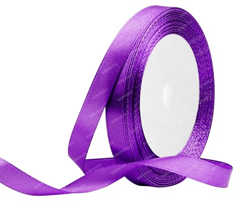 Violettes Satinband, 0,9 cm x 22,7 m, Stoffbänder für Geschenkverpackungen, Blumenstrauß, Basteln und Hochzeitsfeier-Dekoration von RIBONIES