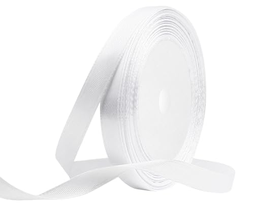 Weiss Satinband 10mm x 22 Meters Stoffbänder für Geschenkverpackungen, Blumensträuße, Kunsthandwerk und Hochzeitsdekoration von RIBONIES