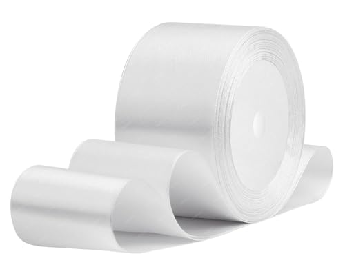 Weiss Satinband 50mm x 22 Meters Stoffbänder für Geschenkverpackungen, Blumensträuße, Kunsthandwerk und Hochzeitsdekoration von RIBONIES