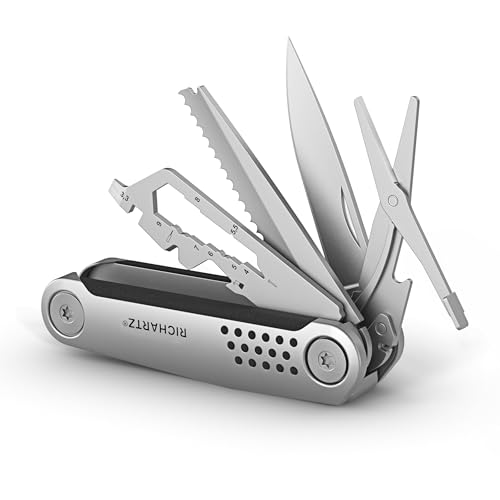 RICHARTZ STRUKTURA knife 15+ | Taschenmesser-Multitool mit 15 Funktionen | matt gestrahlter Edelstahl | Multitool Messer mit Safety-Lock-Verriegelung | Multifunktionsmesser von RICHARTZ