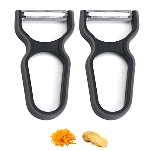 RICHDMI 2 Stück Schäler, 6.5x12 cm Sparschäler, Spargelschäler, Schäler Gemüse, Universalschäler Peeler, Gurkenschäler, Robuster Kunststoffgriff, für Küche für Gemüse Obst(Schwarz) von RICHDMI