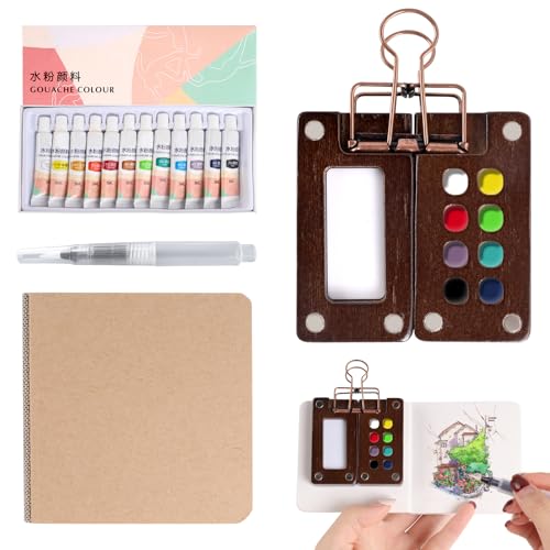 Nano Palette Mini Aquarell Set: Pocket Artist Watercolor Travel Set Mit Binder Clips - Portable Aquarell Palette für Maler, Künstler, Studenten von RICKMASK