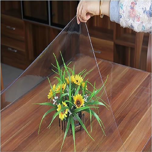 Tischdecke Transparent Tischfolie1.5mm Glasklar Folie Tischschutz PVC Folie Tisch Transparent Wasserdicht Abwaschbar Polyvinylchloride Folie Wunschmaß (100x120cm,Transparent 1.5MM) von RICOLUS