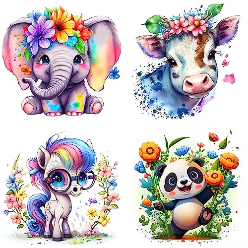 RICUVED 4 Stück Tiere Diamond Painting Bilder, 5D Niedlich Einhorn Diamant Painting Bilder Erwachsene Diamant Malerei Bilder Set Full Drill Tiere Diamond Painting Cross Stickerei Malerei Set 30x30cm von RICUVED