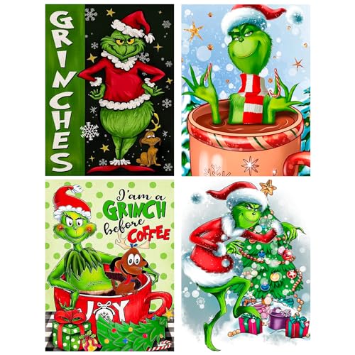 RICUVED 4 Stück Weihnachten Diamond Painting Set,5D Diamant Painting Bilder Erwachsene Weihnachten Diamond Painting Kinder, Full Drill Xmas Diamant Malerei Bilder für Home Dekor 30x40cm von RICUVED