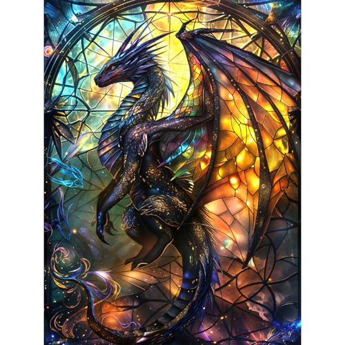 RICUVED 5D Diamond Painting Drache Diamant Painting Bilder Diamond Art Erwachsene Tiere Full DIY Diamant Kunst Malerei Stickerei Set Kreuzstich 30x40cm von RICUVED