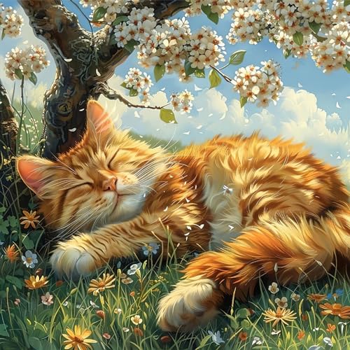 RICUVED 5D Diamond Painting Katze Diamant Painting Bilder Diamond Art Erwachsene Tiere Full DIY Diamant Kunst Malerei Stickerei Set Kreuzstich 35x35cm von RICUVED